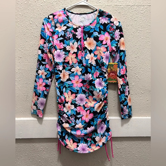 Pipeline Makani Rash Guard Dress Tropical Floral Print New With Tags S UPF 50+ - Picture 3 of 10